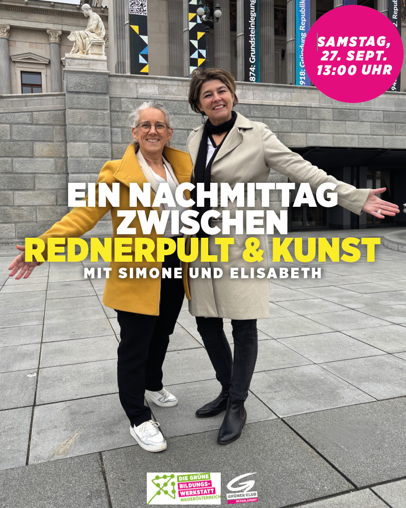 Simone Jagl und Elisabeth Götze vor dem Parlament